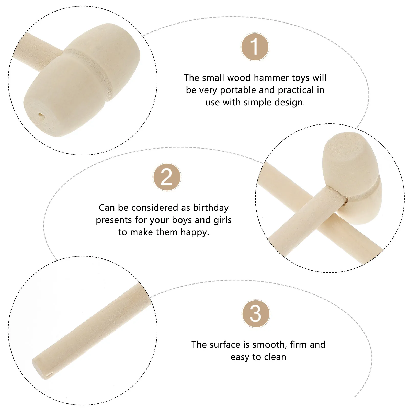 36 Piezas de Mazos de Madera, Juguete de Aprendizaje Interactivo para la Coordinación Ojo-Mano y la Fuerza Muscular, Martillos de Madera para Niños