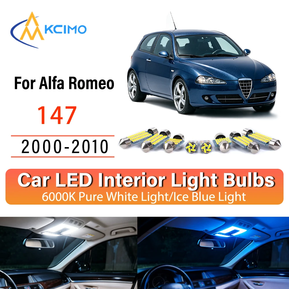 Premium Easy Install LED Interior Lights For Alfa Romeo 147 2000-2010, Atmosphere Lights Kit, Blue Light,White Light