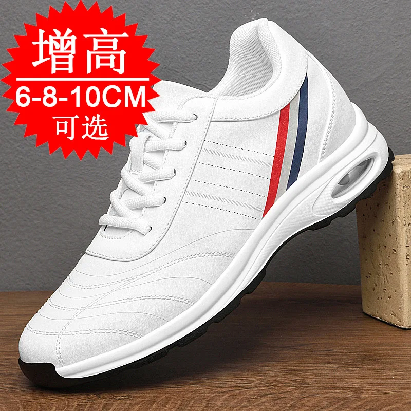 Elevator Shoes Stylish Men's Invisible Insole Lift Shoes 10cm Thick Sole Breathable White Sneakers Trendy Casual Sporty Footwear