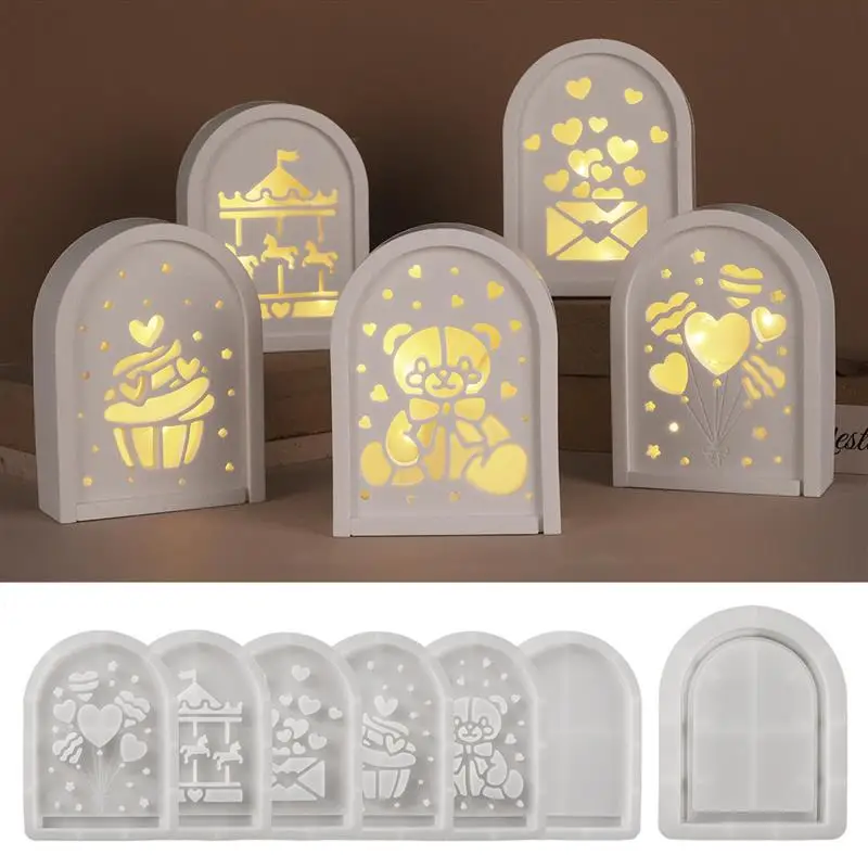 

Arch Atmosphere Decoration Lighting House Silicone Molds Hollow Bear Cake Balloon Plaster Cement Mold DIY Light Silhouette Mold