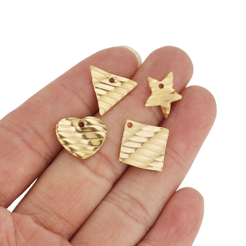 20 Stück Edelstahl-Prägeanhänger in Stern- und Herzform, DIY-Schmuckherstellung, Damen-Ohrringe, Zubehör, Armband-Zubehör – Detail 3