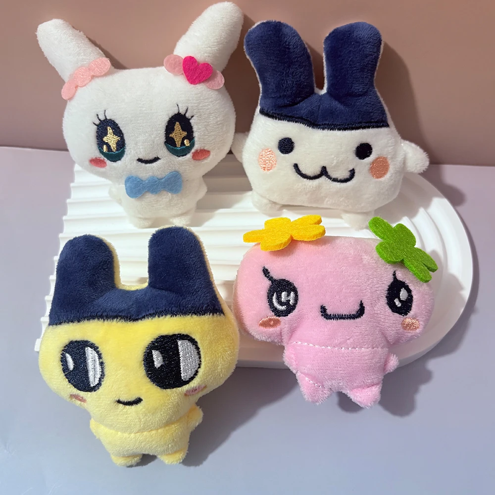 4pcs/set Cute Mametchi Kuchipatchi Lovelitchi Chamametchi Plush Brooches Anime Doll Badge Lapel Pin Clothes Backpack Decor Props