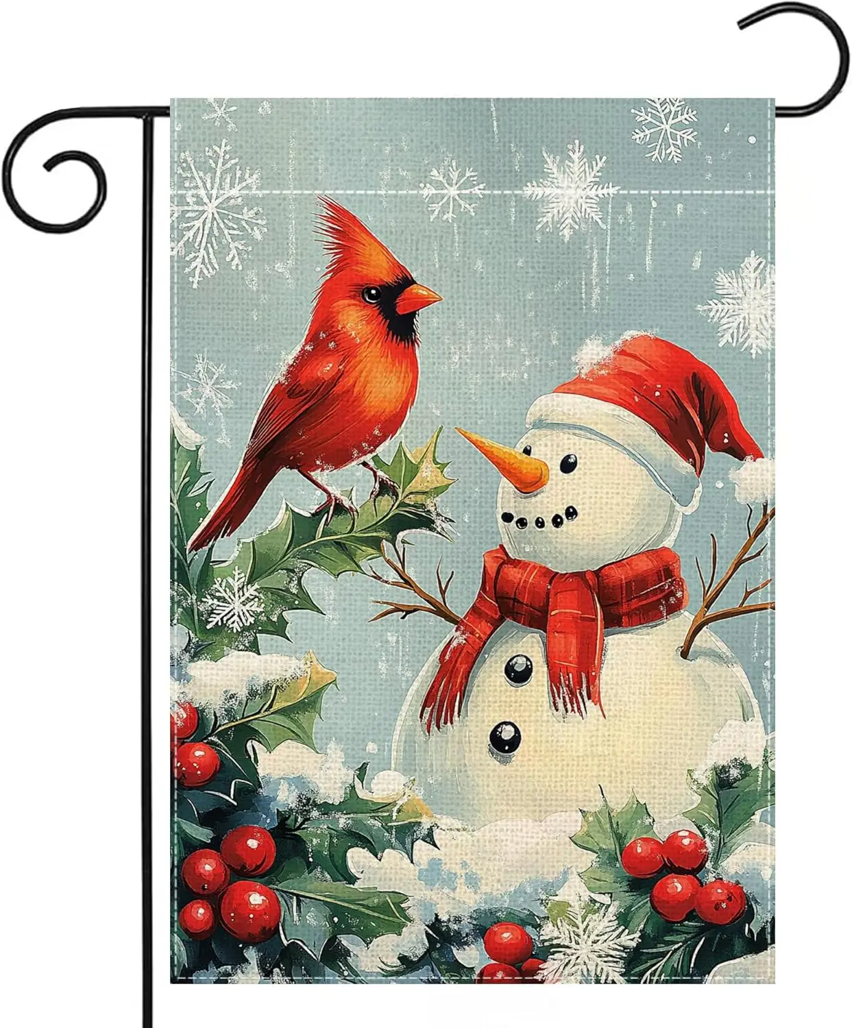 Winter Snowman Snowflake Garden Flag 12x18 Inch Double Sided Cardinal Red Bird Christmas Yard Outdoor Flag House Holiday Out yyi