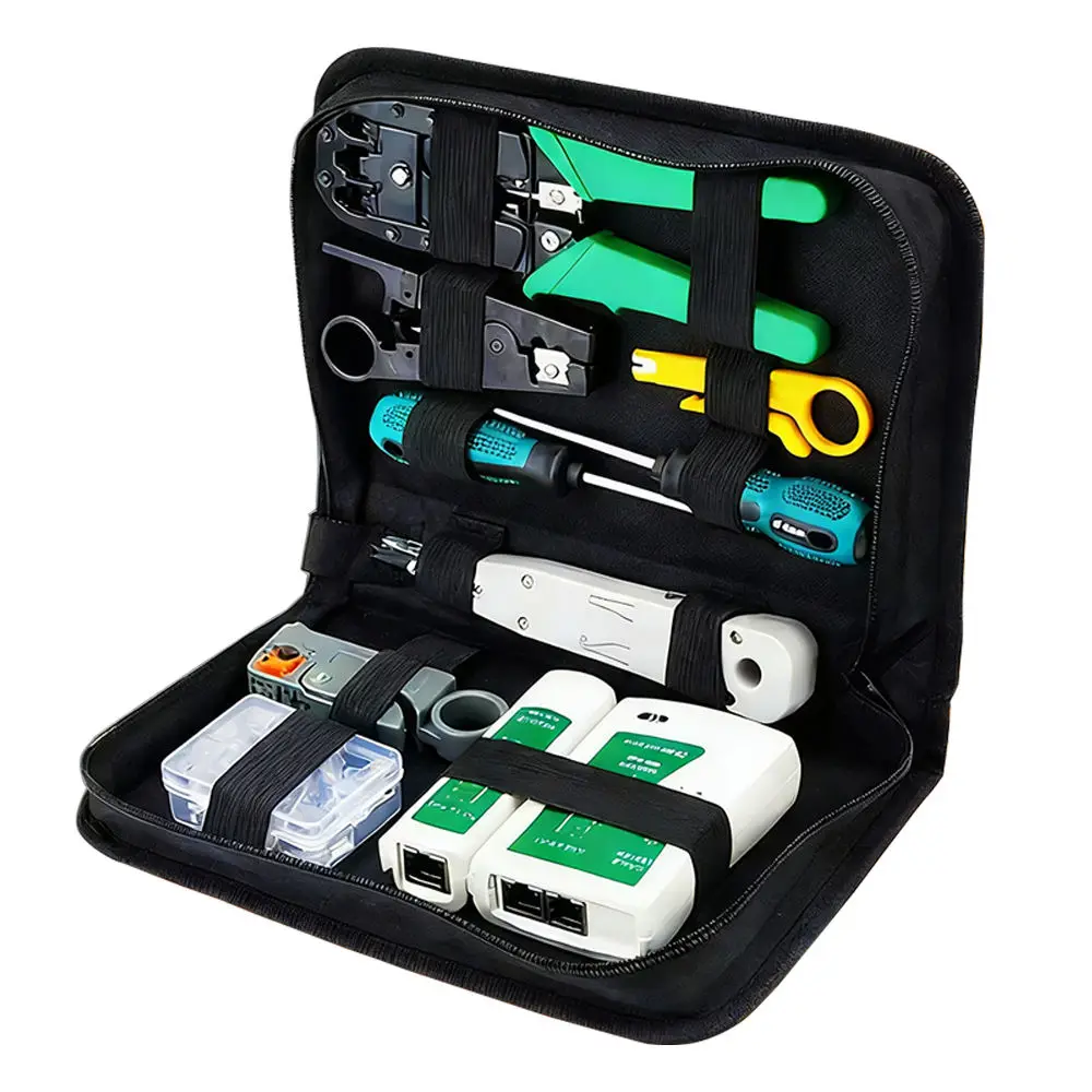 RJ45 RJ11 RJ12 Network Tool Kit Cable Tester Crimper Stripper Wire Cutter Screwdriver for Ethernet FTTH Telecom Network Repair