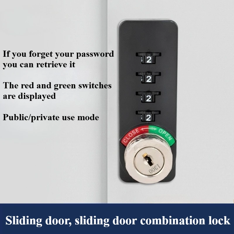 

Double Opening Iron Cabinet Sliding Door Hook Lock 4 Wheel Mechanical Combination Lock Storage Wardrobe