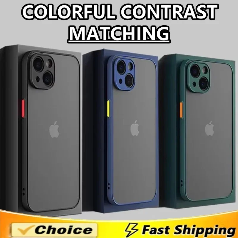 Matte Phone Case For iPhone 15 14 13 12 11 16 Pro Max Mini Luxury Soft Silicone Shockproof Case For iPhone 16 15 Plus XR XS MAX