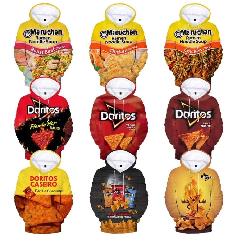 Nueva moda fideos patatas fritas hombres ropa 3D comida impresión Harajuku ropa de calle Sudadera con capucha sudaderas Unisex otoño Casual sudaderas con capucha