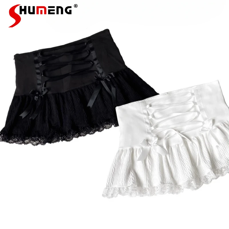 

2024 Autumn New Japanese Rojita Style Mass-produced Strap Lace Sweet Cute Cake Skirt Women's Clothing Short Mini Black Skirts