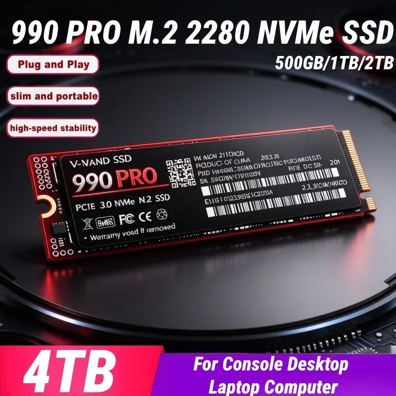 2026 New 990 Pro M.2 2280 NVMe SSD 2TB 4TB Pcie 3.0 X2 Internal Solid State Drive Game Storage For Desktop Laptop Game Console