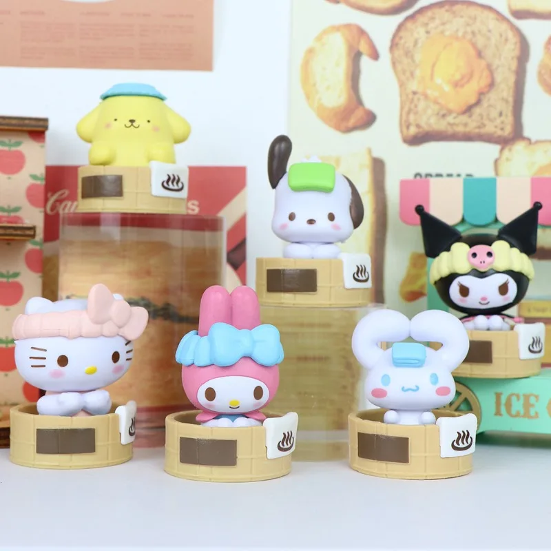 Sanrio Hot Spring Series Melody Pacha Dog Hello Kitty Niedliche Blindbox Figur Anime Puppe Egg Twister