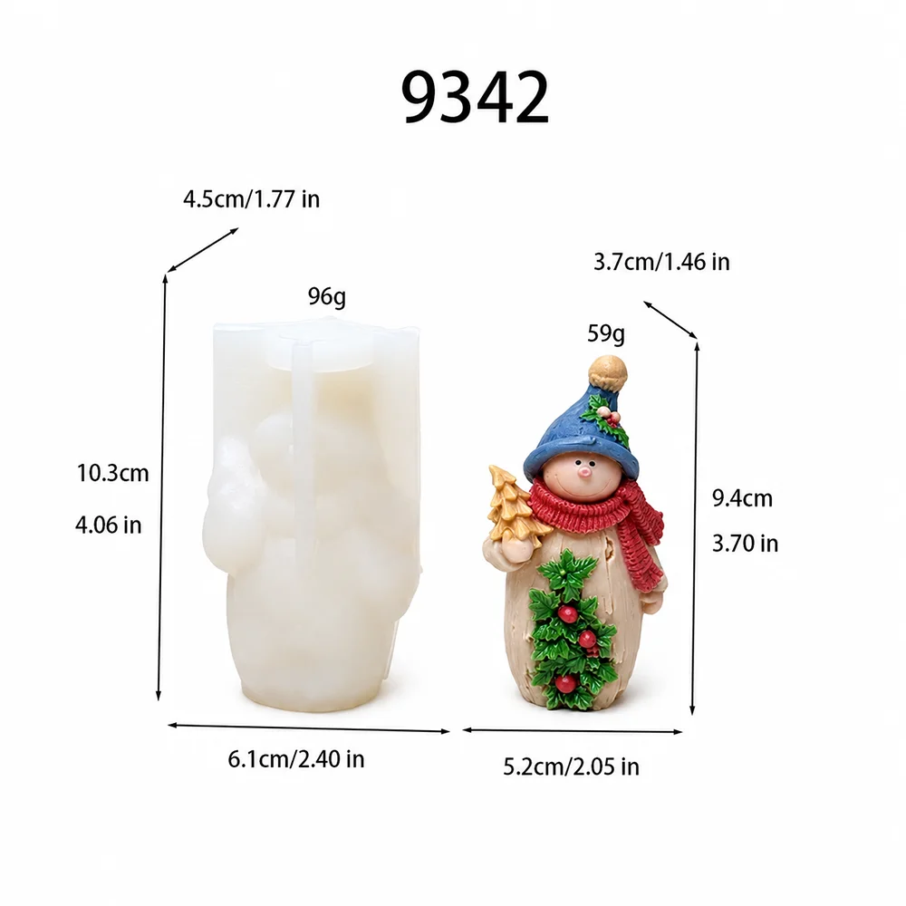 Christmas Tree Scarf Snowman  Silicone Mold DIY Resin Gypsum Candle Mould Decoration Forms Molds Factory Supplier