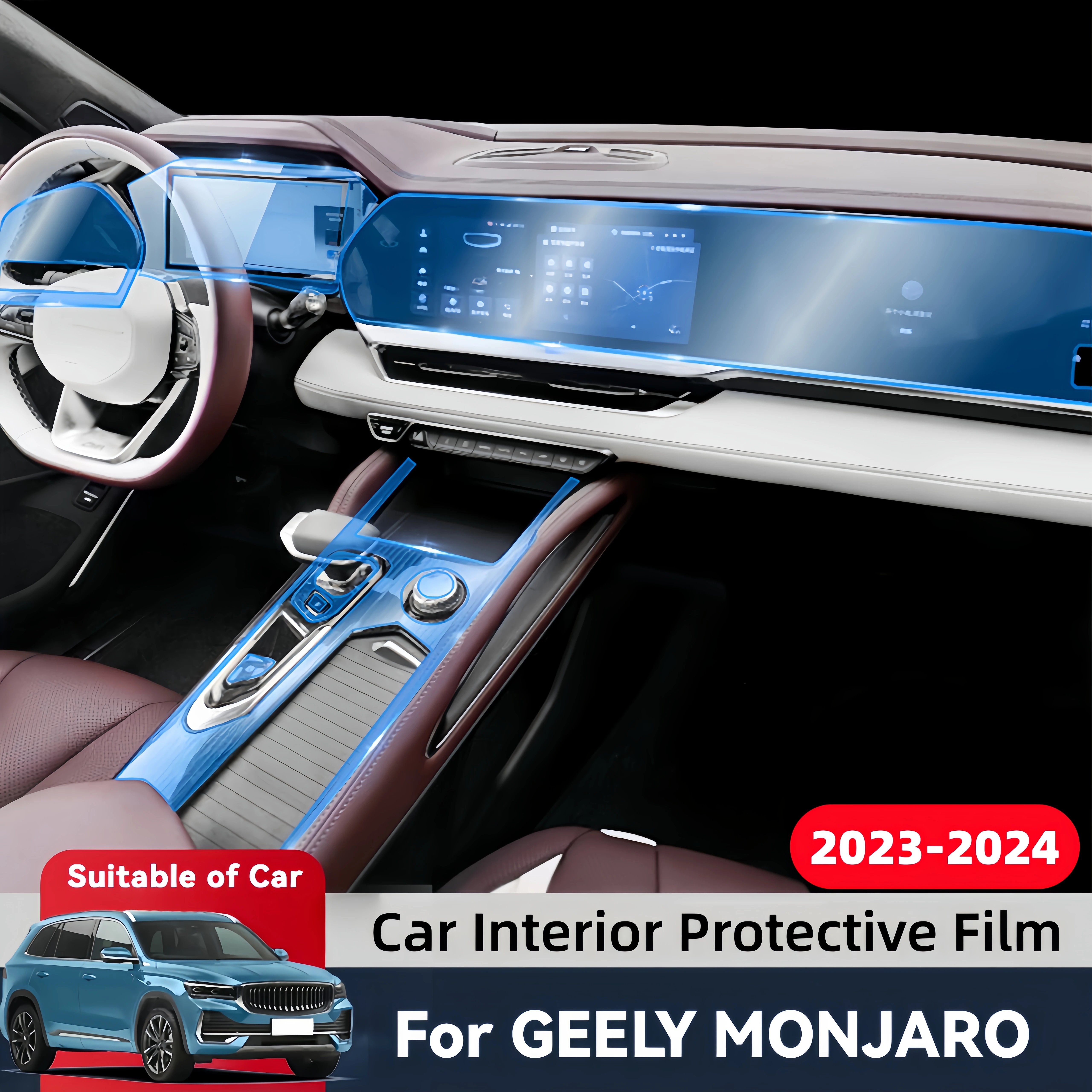 Auto Central Control Screen TPU Navigation Anti Scratch interior Protection Film GPS Navigation For GEELY MONJARO 2023 2024