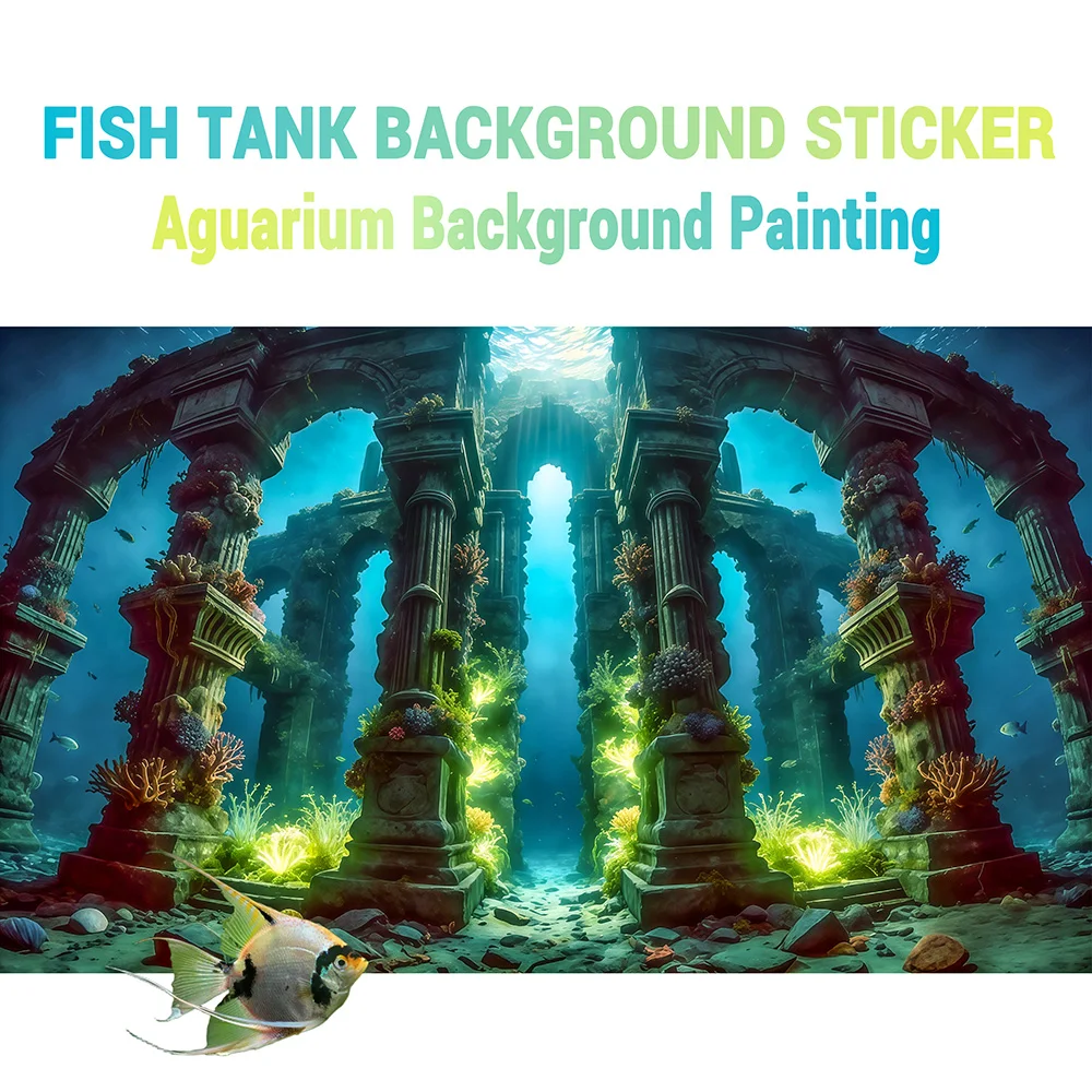 Deep-sea Relics，Fish Tank Background Painting，Aquarium Stickers，Self-adhesive Front，Aquarium Landscape Decoration