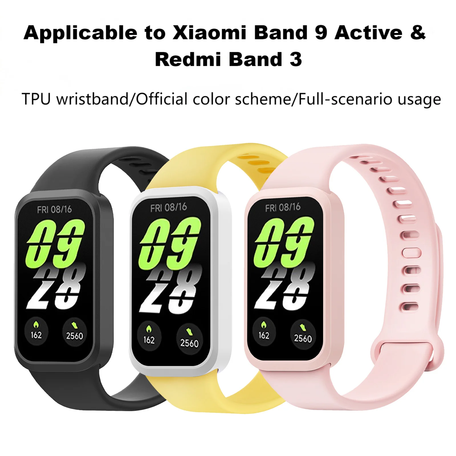 Встроенный браслет для Xiaomi Mi Band 9, активный мягкий ремешок из ТПУ, сменный браслет для Redmi Band 3, спортивный ремешок для часов