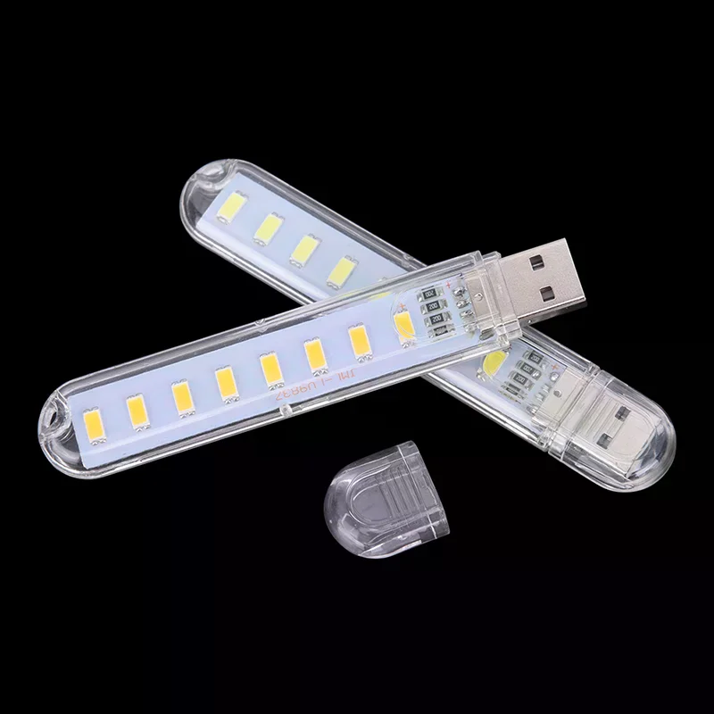 【CCA】مصباح LED صغير محمول 5 فولت 8 LED USB إضاءة الكمبيوتر المحمول مصباح الطاقة ضوء الليل لغرفة المعيشة غرفة نوم المنزل/الدراسة المكتبية