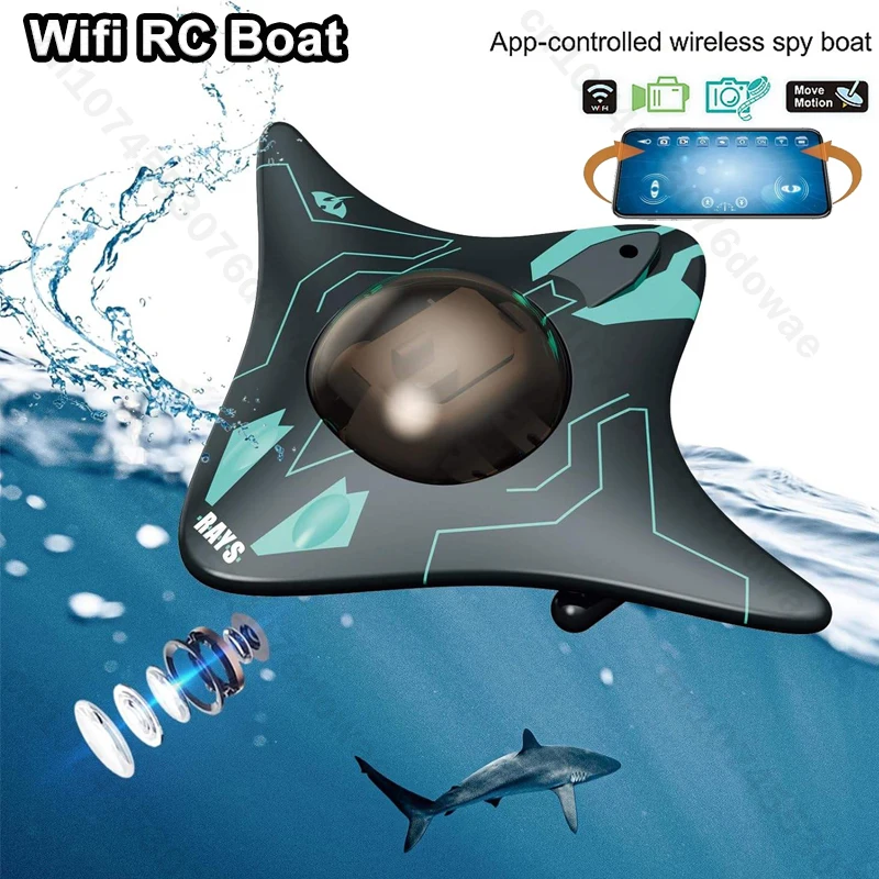 カメラ付き水中WiFi RCボート潜水艦、6CHリモコンFPVリモコンボート、ラジコンおもちゃ、子供向けクリスマスプレゼント