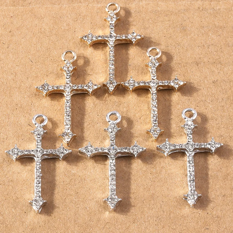 10 Stück funkelnde Strass-Kristall-Kreuz-Charms-Anhänger für Ohrringe, Halsketten, DIY, handgefertigte Schmuckherstellung, Zubehör – Detail 3