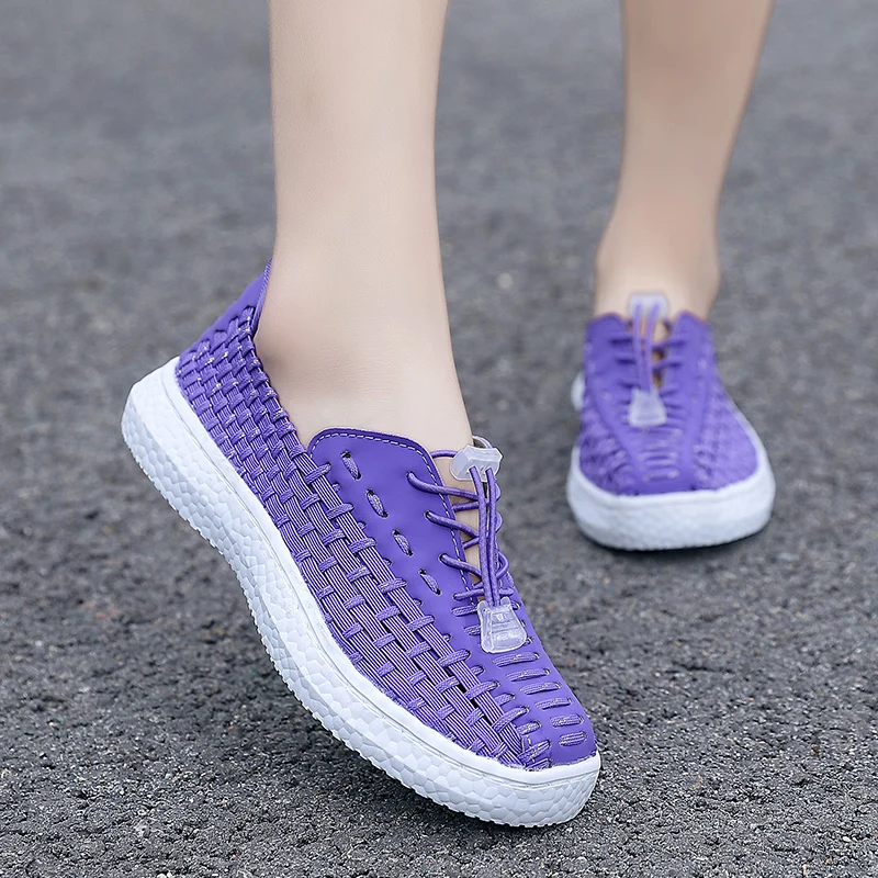 STRONGSHEN Women Handmade Woven Flat Shoes Summer Fashion Breathable Casual Slip-On Sneakers Female Footwear Loafers Zapatos