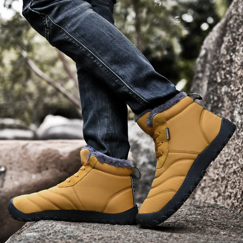 Winter Men's Large Size Snow Boots Plus Velvet Thickened Warm Cotton Boots Comfortable Cold-proof Outdoor Sports Leisure Shoes