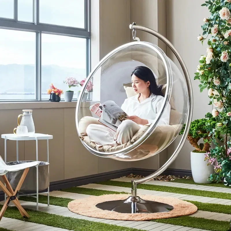 Premium Transparent Bubble Hemispheric Acrylicg Basket Indoor Outdoor Courtyard Plastic Space Swing Chair Long - Lasting