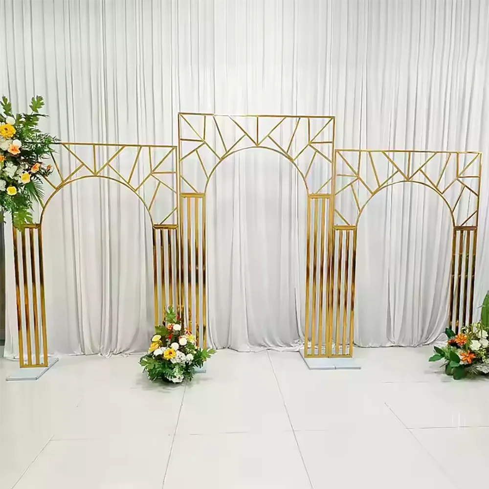 2024 Hot Selling Gold Metal Flower Frame Backdrop Stand For Wedding Events Stage Decoration