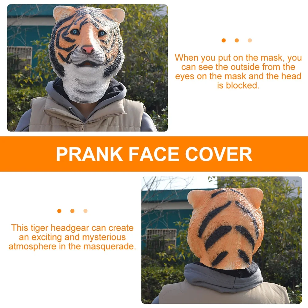 1 قطعة القبعات النمر ثلاثية الأبعاد الطباعة الرقمية حفلة تنكرية قناع للحفلات لأداء المزحة زي واقي الوجه محاكاة مخيف الحيوان