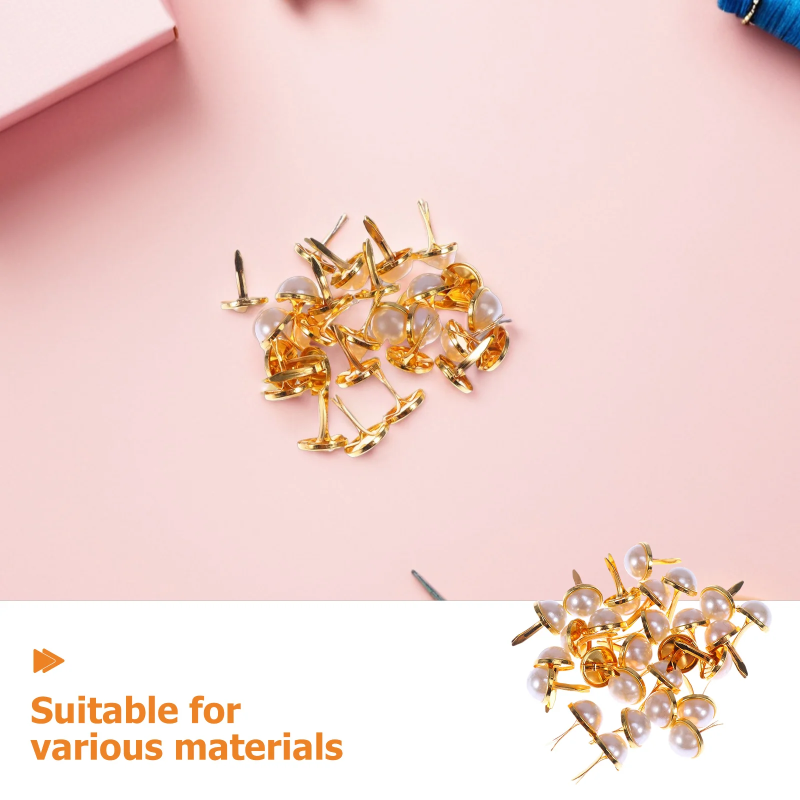 Brads de perles demi-rondes, 120 pièces, embellissements en métal doré pour bricolage, vêtements, artisanat, Scrapbooking, Mini brads décoratifs de 12Mm