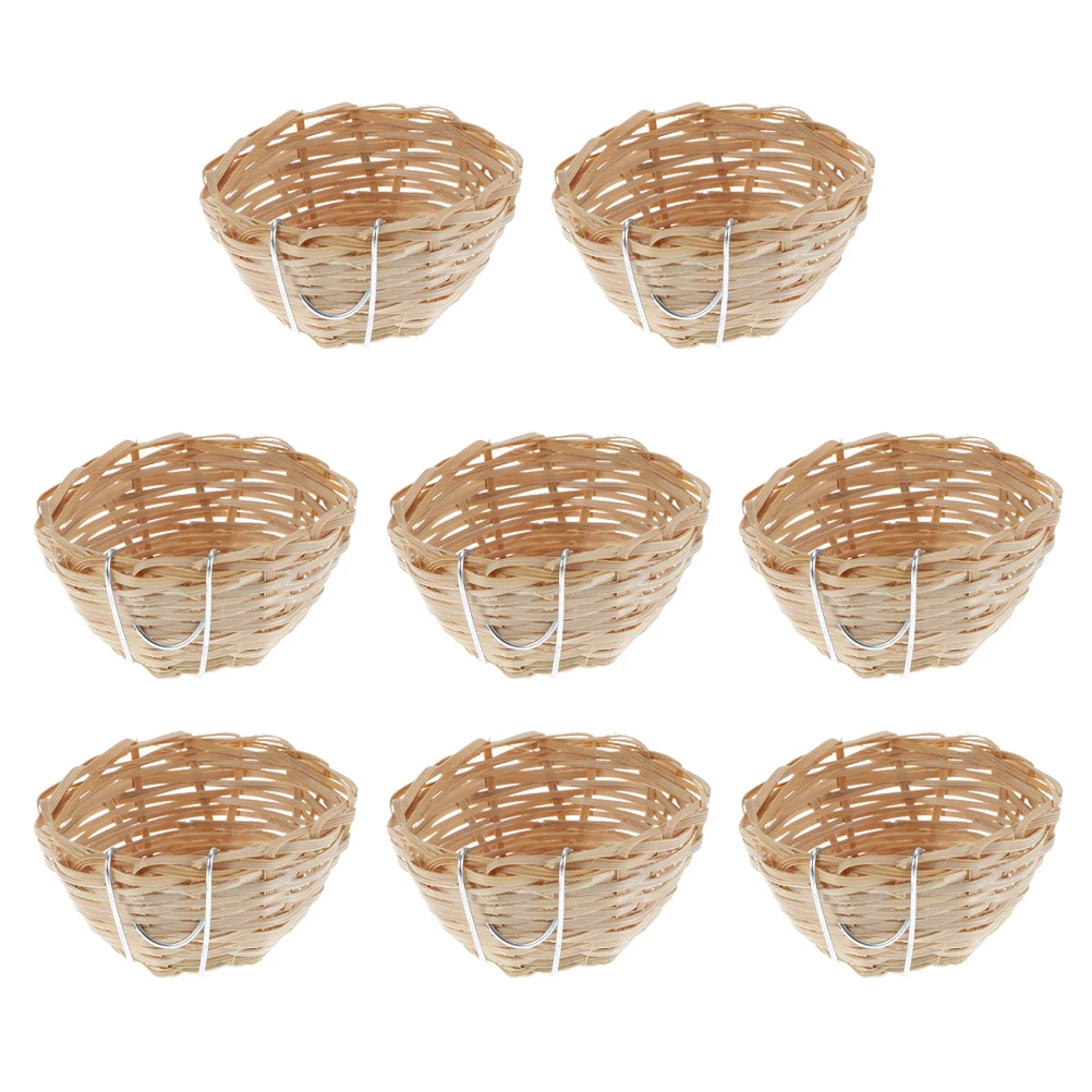 

8 Pcs Hummingbird Bamboo Hanging Weaving Birds Breeding Rattan Nests Craft