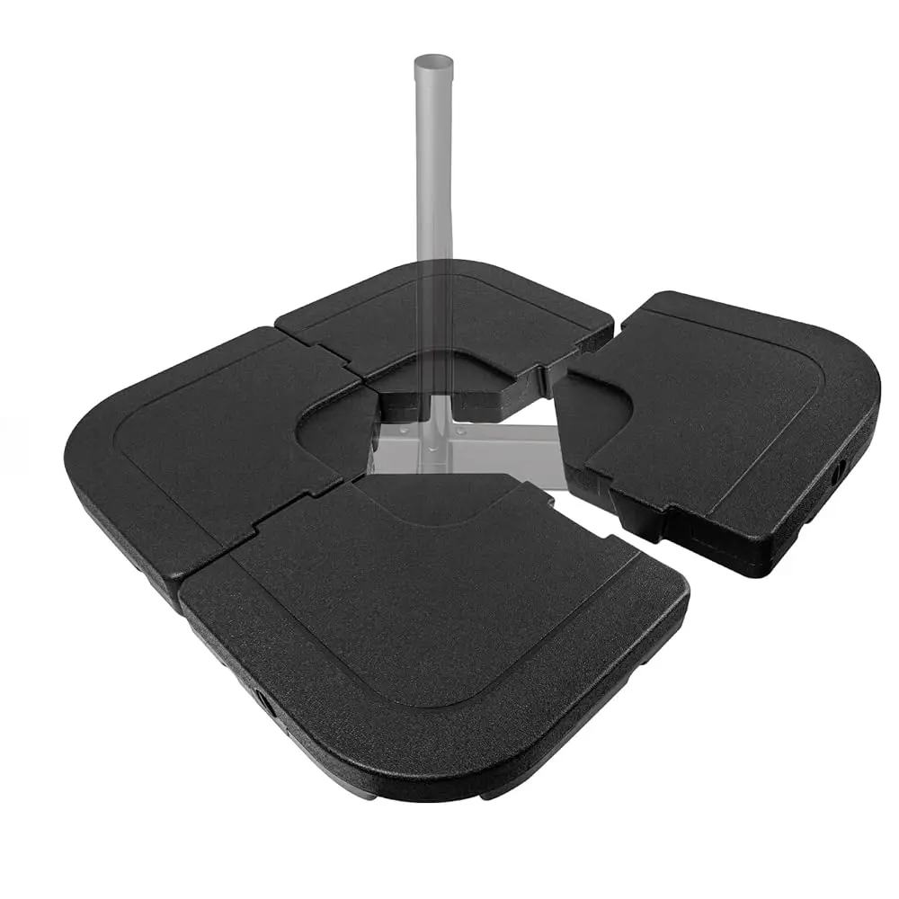 

4Pcs 183Lb Acity Heavy-Duty Cantilever Offset Patio Umbrella Stand Square Base Plate Set With Easy-Fill Spouts For Water Or