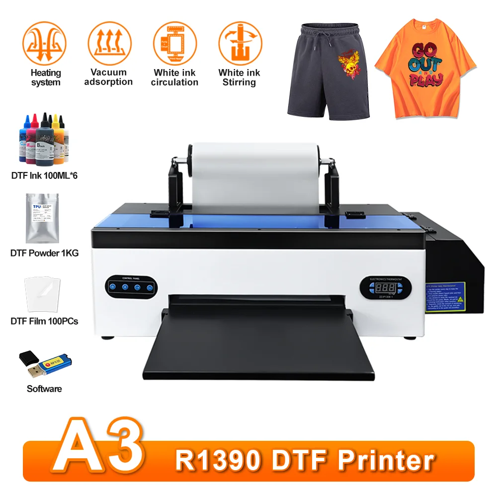 

R1390 DTF Printer A3 DTF Impresora Direct to Film DTF Transfer Printer with DTF Ink Kit For Garment Clothes A3 DTF Roll Printer