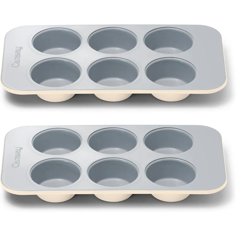 

Nonstick Ceramic 6 Cup Muffin Pan Duo NonToxic PTFE and PFOA Free Oven Safe Aluminized Steel Core Small Muffin Pan for Baking C