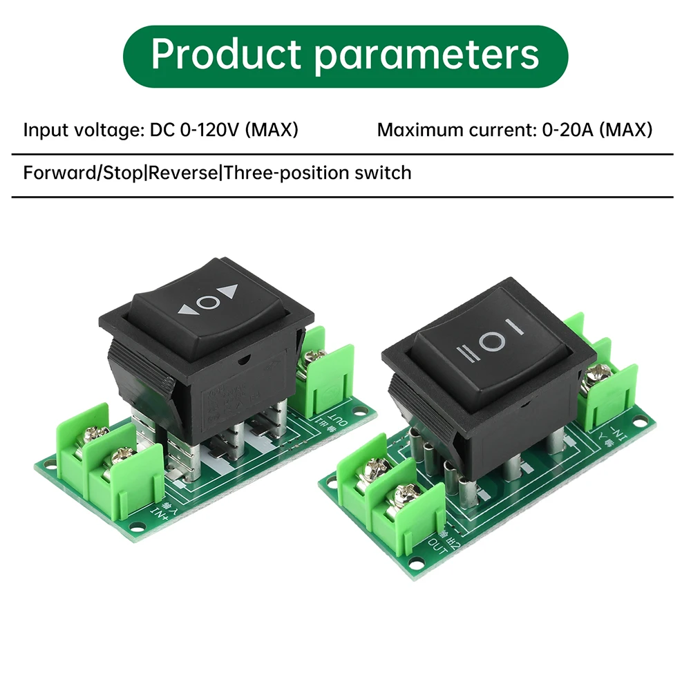 3-Position Motor Switch Module 0-120V DC Motor Controller 0-20A Motor Forward/Reverse/Stop Switch for Industrial/DIY Wholesale