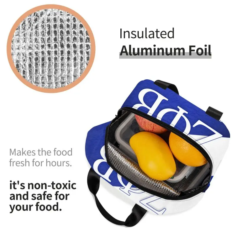 مخصص زيتا فاي بيتا اليونانية رسالة 1920 حقيبة الغداء المرأة برودة الدافئة معزول صناديق الغداء لمكتب الكبار #4