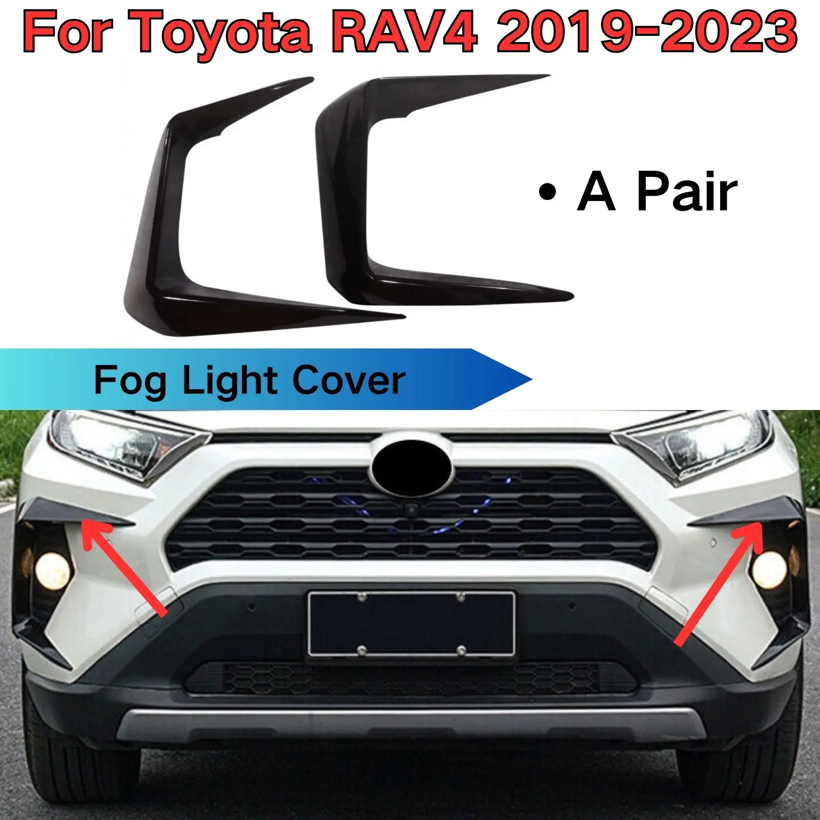 

Fog Light Cover For Toyota RAV4 2019 2020 2021 2022 2023 A Pair Glossy Black Carbon Fiber Look Car Accessories Left Right 2PCS