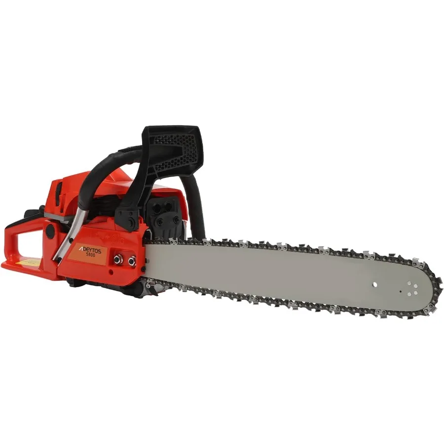 Motosierra a gas de 2 ciclos de 58CC para un corte eficiente de árboles y madera en aplicaciones de jardín y granja con parte superior de barra de 20 pulgadas