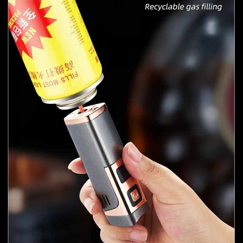 

New 3 Fires Straight To The Blue Flame Cigar Lighter Fire Gathering Lighters Gas-electric 2-in-1 Cigarette & Smoking Accessories