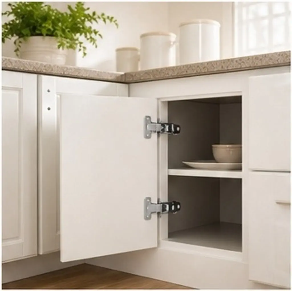 2Pcs Self Closing Cabinet Door Hinges Semi Concealed Heavy Duty Spring Hinges Brushed Nickel Rv Marine Yacht Hardware