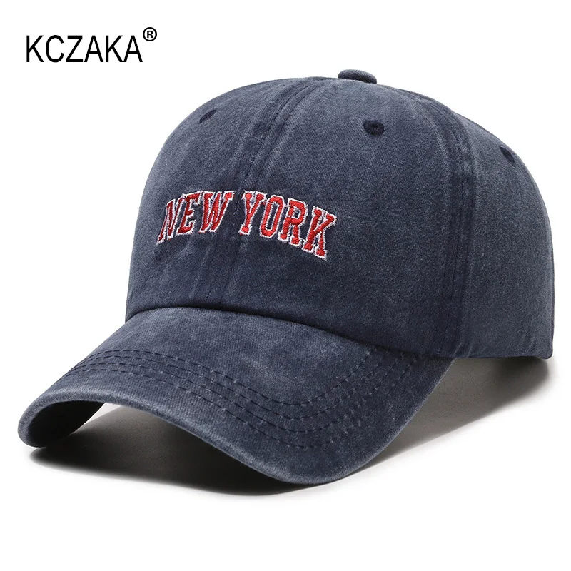 Mens Washed Cotton Baseball Cap Spring Retro NEW YORK Letter Embroidery Snapback Caps for Women Casual Soft Top Trucker Dad Hats