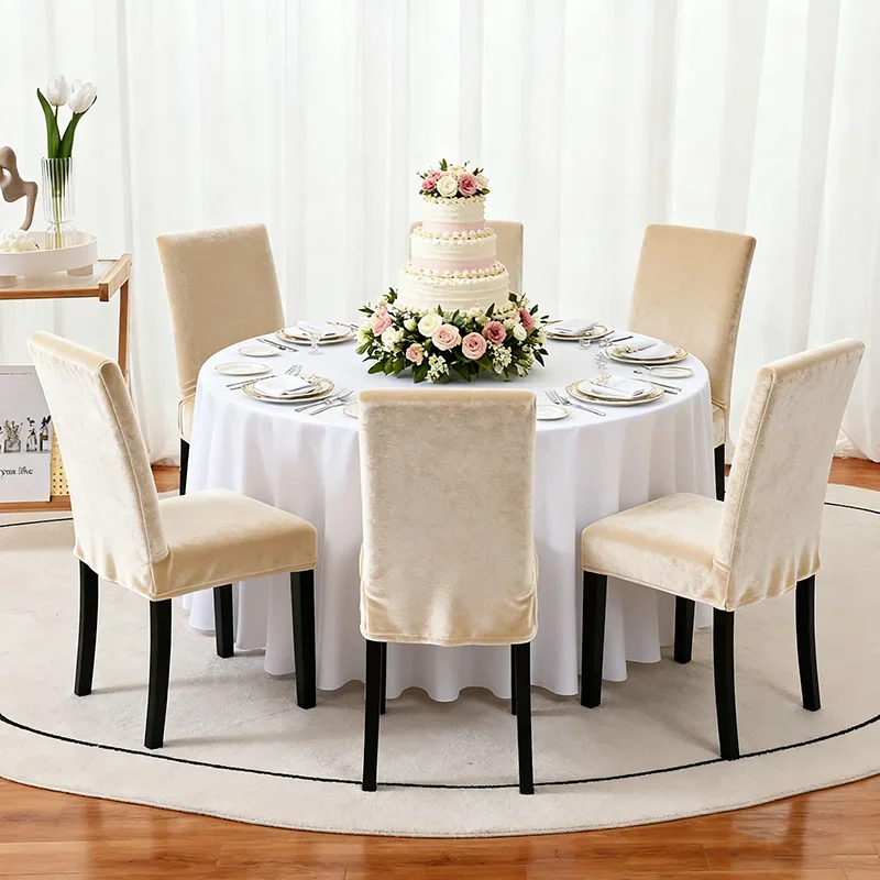 

4 Stretchable Chair Covers Set, Spandex Jacquard Slipcovers with Ties, Waterproof Dining Chair Protector for Home Wedding Office