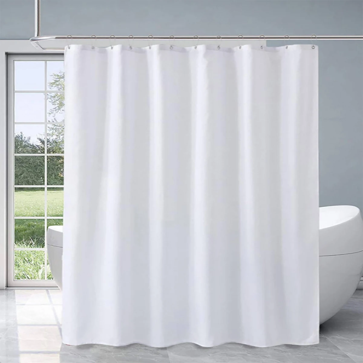 1 pack white pattern polyester material shower curtain waterproof cloth bathroom thickeneded mildew-proof partition curtain bathroom water-blocking