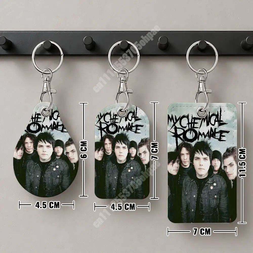 MCR My C-Chemical R-Romance Band Leather Keychain Card Holder for Airtag & Luggage Tags Casual Tracker Cover