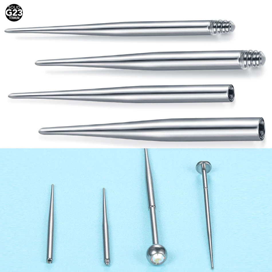 1PC Titanium Piercing Needles Insertion Thread Pin Stretch External Taper Kit Tool 14G 16G Needle Puncture Rod