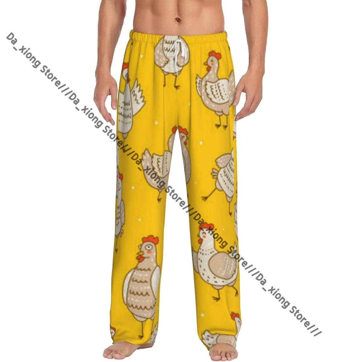 Cute Chickens Cartoon Hens And Roosters Mens Pajamas Pyjamas Pants Lounge Pants Sleep Bottoms