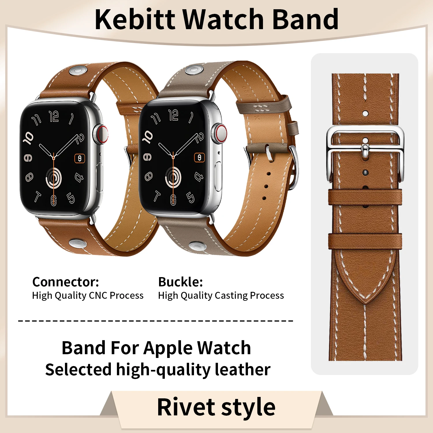

2025 Новый высококачественный ремешок Kebitt из телячьей кожи для Iwatch Ultra2 Apple Watch 10 9 8 7 6 Se 5 49 мм 46 мм 45 мм 42 мм