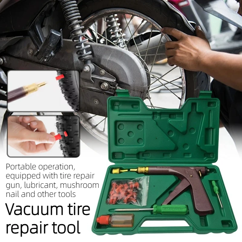 

Motorcycle quick tire repair mushroom gun set, vacuum tire repair tool, rubber bullet vacuum gun professional tire repair set