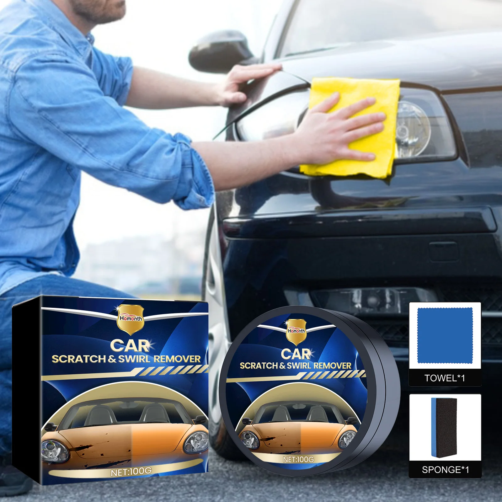 Homonth Auto Scratch Wax Multi-Functionele Autolak Kras Kras Reparatie Schone Vlekken Polijsten Onderhoud Gereviseerde Auto Wax