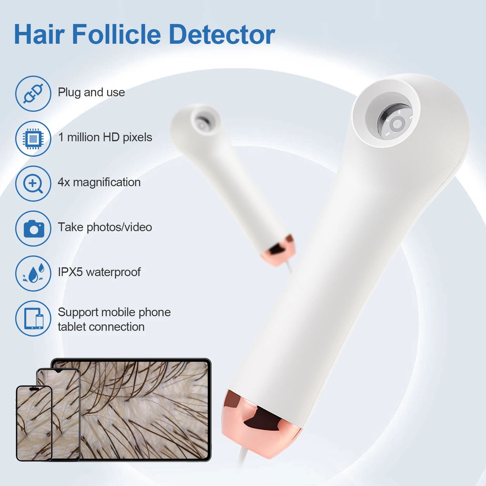 كاشف بصيلات الشعر محلل الجلد الجلد الشعر فروة الرأس كاشف تنظير الجلد تستر محلل كشف دقيق اختبار بصيلات الشعر