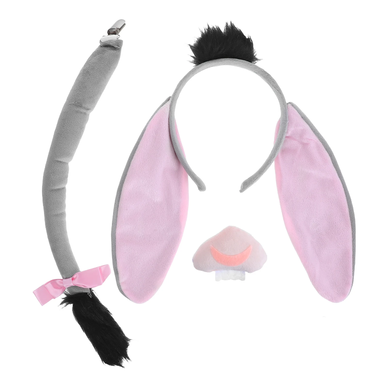

's Donkey Set Animal Costume Ears Cosplay Headband Tail Accessories Adult