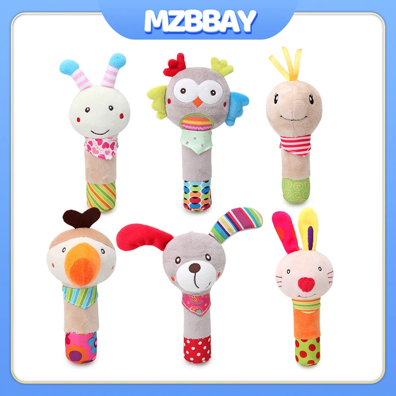 Bebê animal mão-manivela vara brinquedos infantil sensorial aperto de mão macio brinquedos de pelúcia recém-nascido treinamento de habilidade educação precoce brinquedo presente