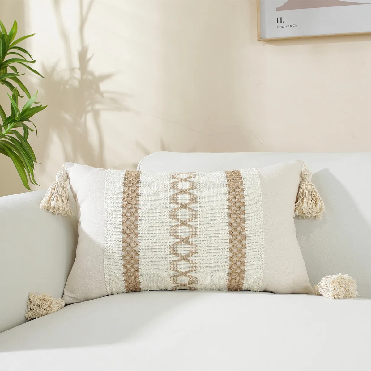 Living Room Sofa, Bed Cushion, Tassel Pillowcase Cover, Waist Pillow, Light Luxury Cushion Cover